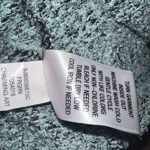 One World Cowl Neck Pattern Pullover Tunic Sweatshirt Turquoise, Women’s Medium - Picture 9 of 13